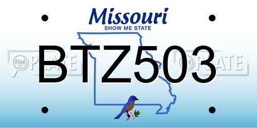 BTZ503 Missouri License Plate