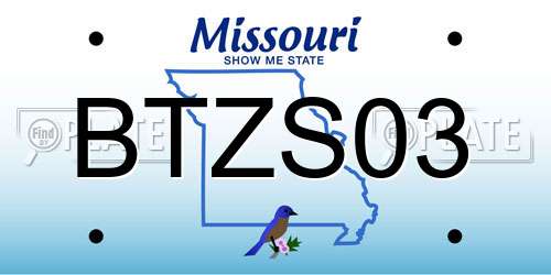 BTZS03 Missouri License Plate