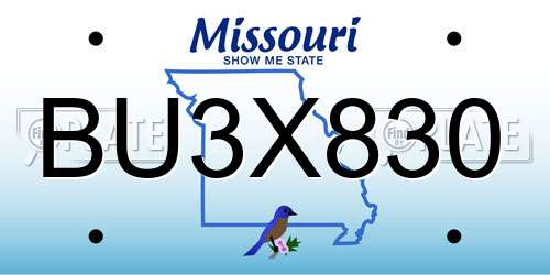 BU3X830 Missouri License Plate