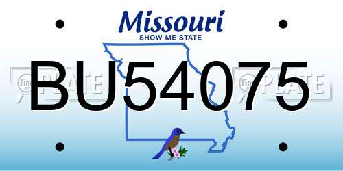 BU54075 Missouri License Plate