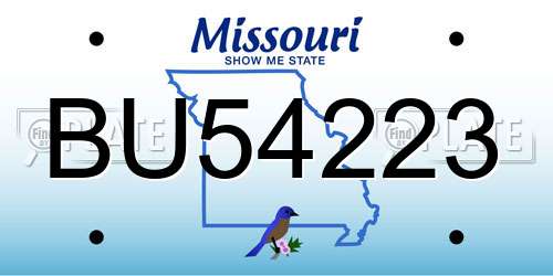 BU54223 Missouri License Plate