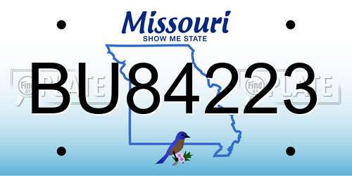 BU84223 Missouri License Plate