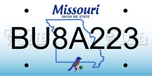 BU8A223 Missouri License Plate