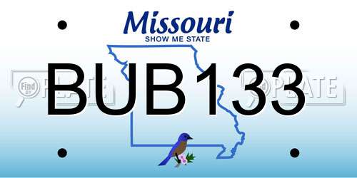 BUB133 Missouri License Plate