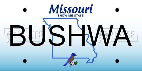 BUSHWA Missouri License Plate