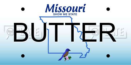 BUTTER Missouri License Plate