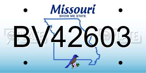 BV42603 Missouri License Plate
