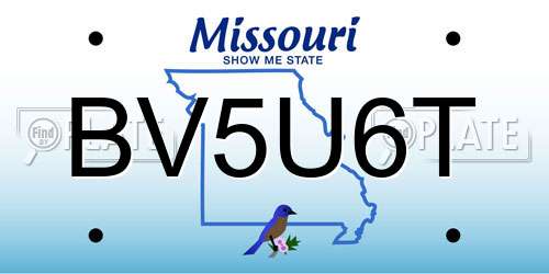 BV5U6T Missouri License Plate