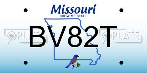 BV82T Missouri License Plate