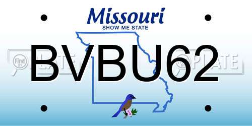 BVBU62 Missouri License Plate