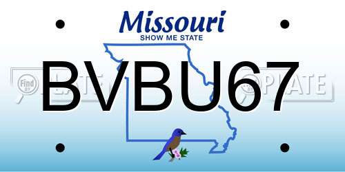 BVBU67 Missouri License Plate