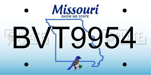 BVT9954 Missouri License Plate
