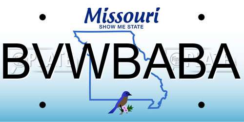 BVWBABA Missouri License Plate
