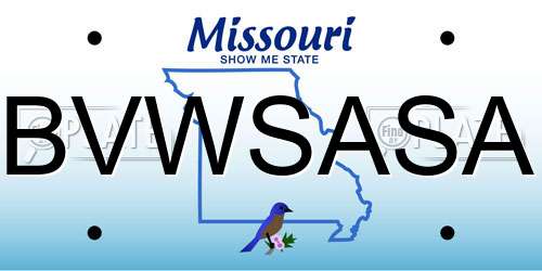 BVWSASA Missouri License Plate