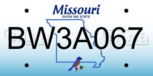 BW3A067 Missouri License Plate