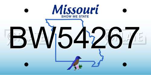 BW54267 Missouri License Plate