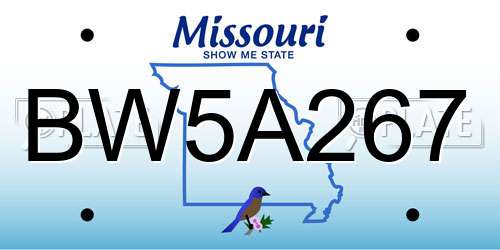 BW5A267 Missouri License Plate