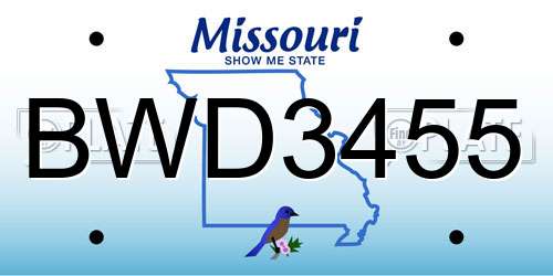 BWD3455 Missouri License Plate