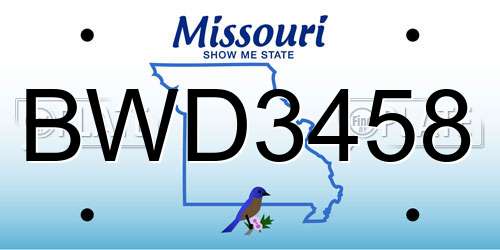 BWD3458 Missouri License Plate