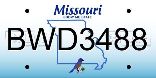 BWD3488 Missouri License Plate