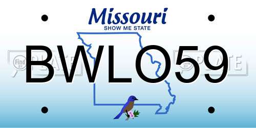 BWLO59 Missouri License Plate