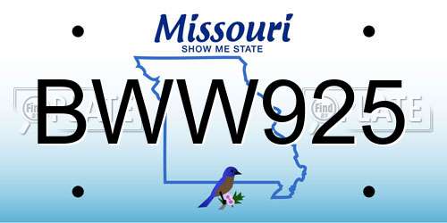 BWW925 Missouri License Plate
