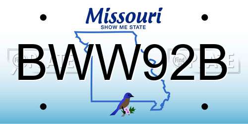 BWW92B Missouri License Plate