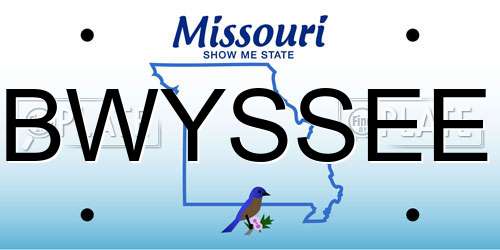 BWYSSEE Missouri License Plate