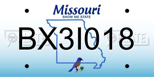 BX3I018 Missouri License Plate