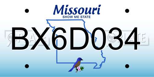 BX6D034 Missouri License Plate