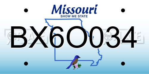 BX6O034 Missouri License Plate
