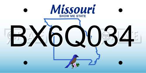 BX6Q034 Missouri License Plate
