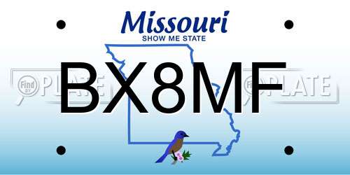 BX8MF Missouri License Plate