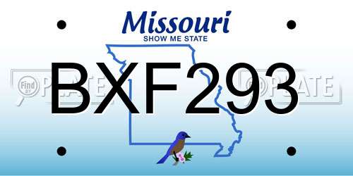 BXF293 Missouri License Plate