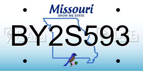 BY2S593 Missouri License Plate