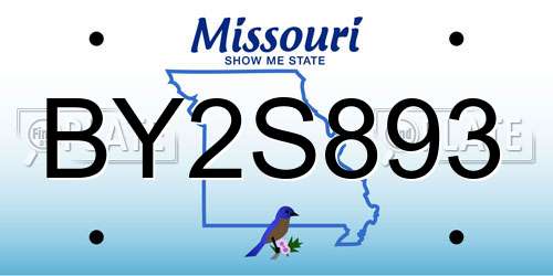 BY2S893 Missouri License Plate