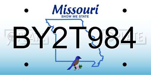 BY2T984 Missouri License Plate