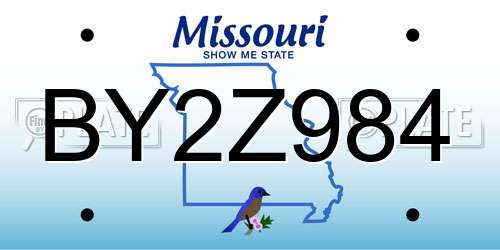 BY2Z984 Missouri License Plate