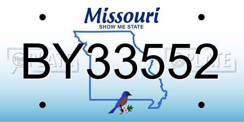 BY33552 Missouri License Plate