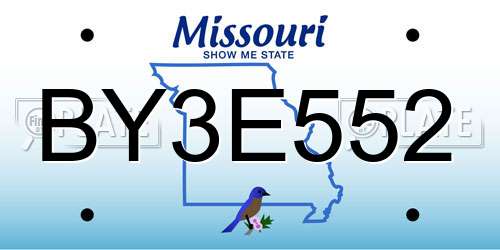 BY3E552 Missouri License Plate