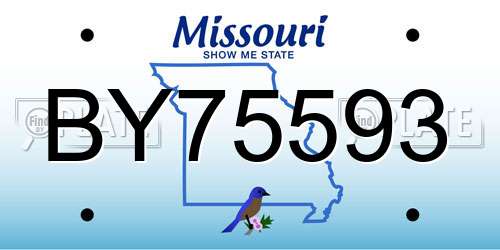 BY75593 Missouri License Plate