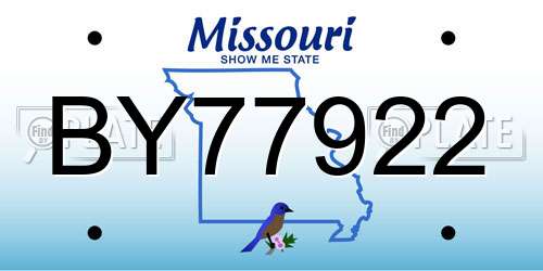 BY77922 Missouri License Plate