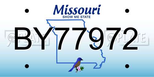 BY77972 Missouri License Plate