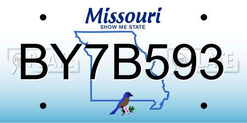 BY7B593 Missouri License Plate