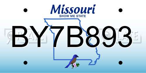 BY7B893 Missouri License Plate
