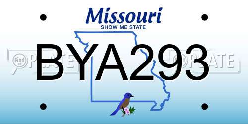 BYA293 Missouri License Plate