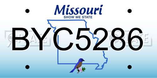BYC5286 Missouri License Plate