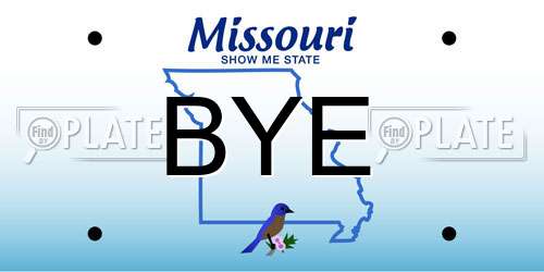 BYE Missouri License Plate