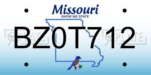 BZ0T712 Missouri License Plate