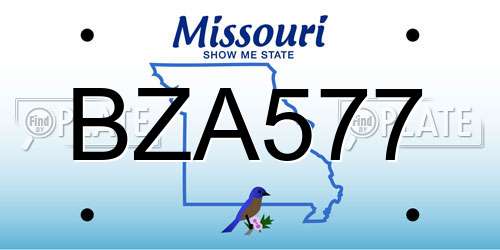 BZA577 Missouri License Plate